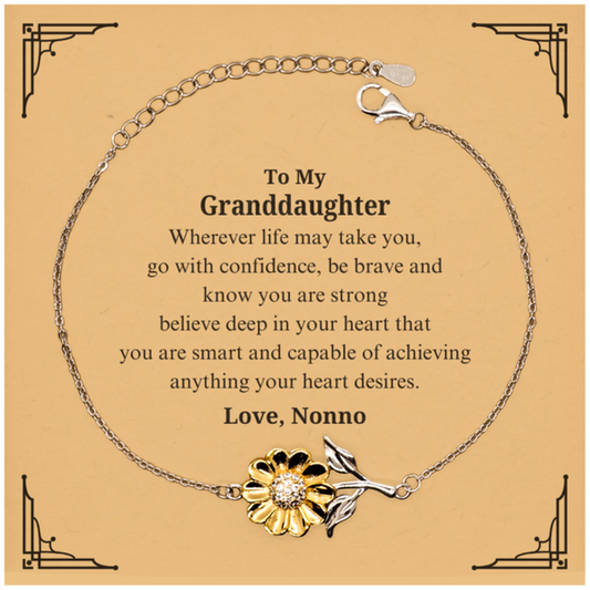engraved sunflower bracelet for granddaughter beautiful gift for birthday graduation and christmas inspiring quote from nonno confidence and love filled jewelry for her