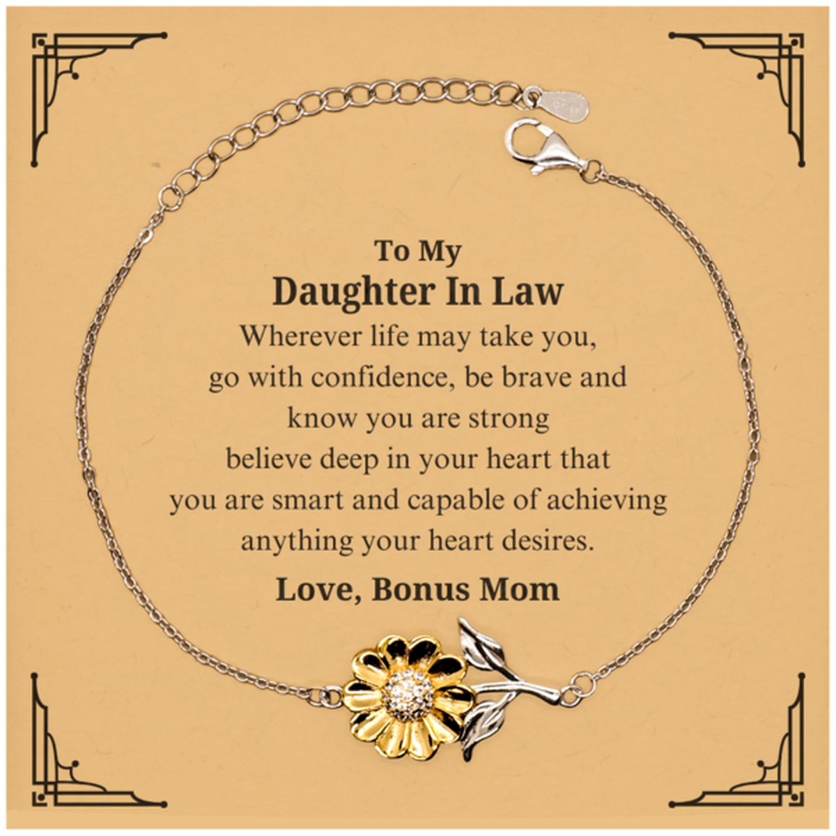 inspirational sunflower bracelet for daughter in law believe in confidence and strength perfect gift for birthday christmas graduation holidays