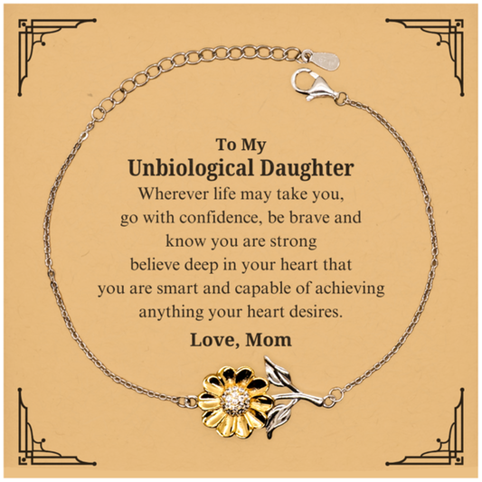 sunflower bracelet unbiological daughter gift engraved inspirational quote confidence love birthday graduation holidays christmas unique jewelry for her