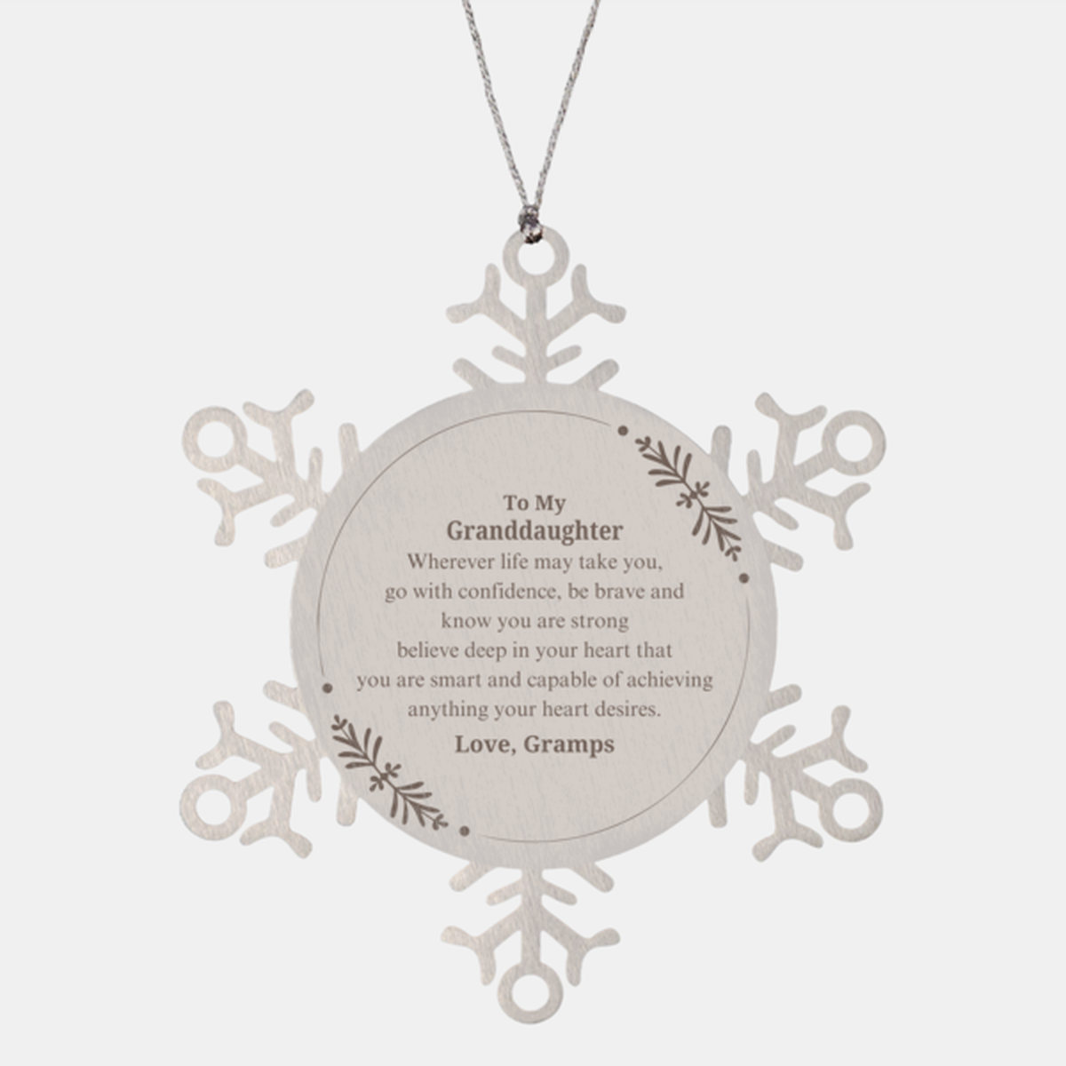 snowflake ornament granddaughter gift engraved with inspirational quote for christmas birthday and graduation show your love and confidence with this unique keepsake