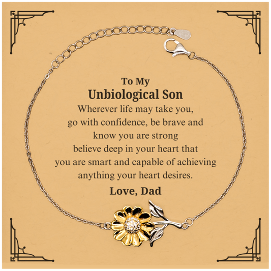 sunflower bracelet unbiological son gift engraved confidence love dad birthday