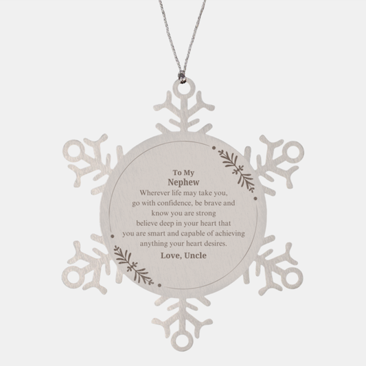 snowflake ornament nephew gift engraved christmas confidence and love from uncle best holiday decoration for nephew inspirational christmas gift for nephew