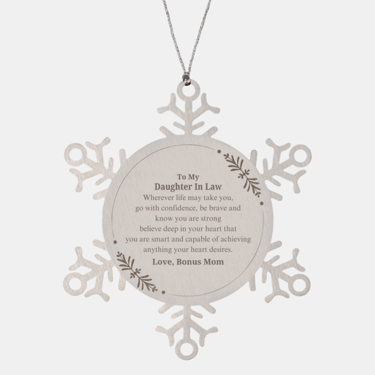daughter in law snowflake ornament engraved confidence and love for christmas and holidays
