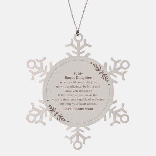 bonus daughter snowflake ornament unique christmas gift for bonus daughter engraved inspirational quote holiday decor for bonus daughter meaningful keepsake for bonus daughter