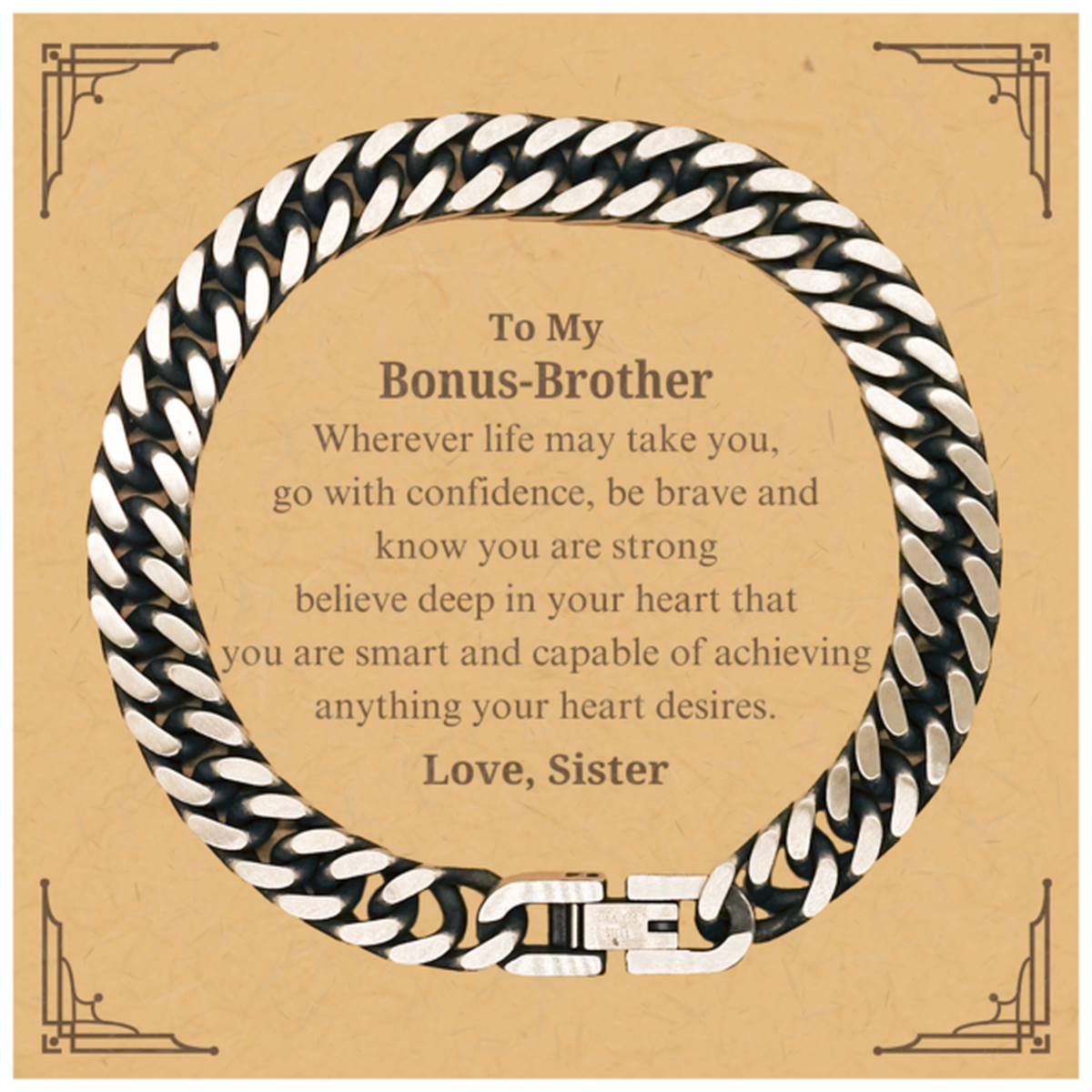engraved cuban link chain bracelet for bonus brother believing in your strength perfect birthday gift for him