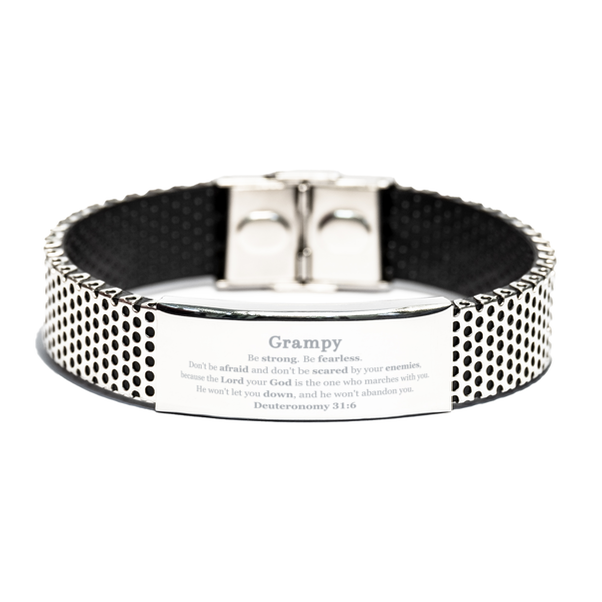 stainless steel bracelet grampy be strong inspirational gift for grandpa birthday fathers day confidence encouragement