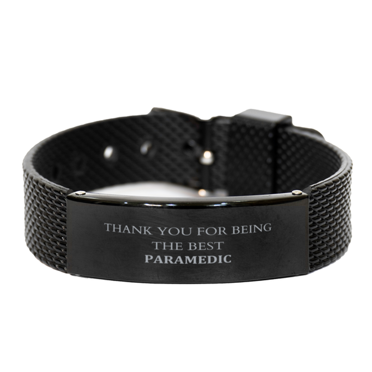 paramedic engraved black shark mesh bracelet thank you for being the best inspirational gift for heroes and first responders on birthday christmas or graduation