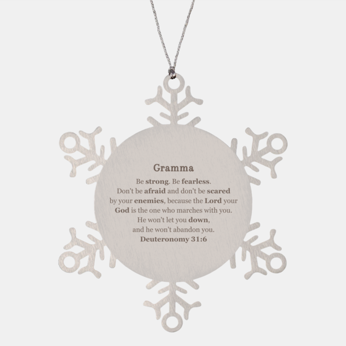snowflake ornament gramma inspirational christmas gift deuteronomy 31 6 hope and confidence