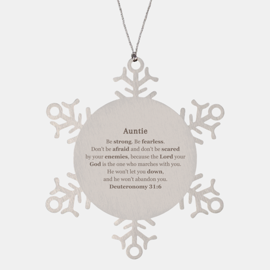 snowflake ornament auntie encouragement gift let your faith be strong and fearless this christmas for auntie religious christmas ornament auntie inspirational home decor keepsake gift for auntie 1699