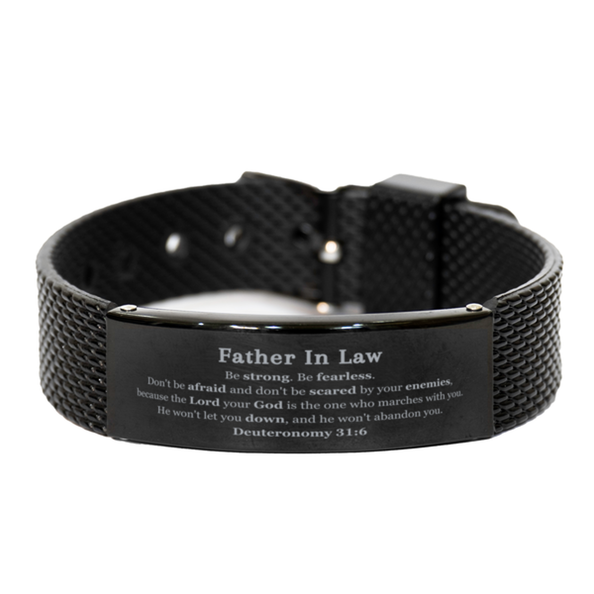 father in law inspirational black shark mesh bracelet be strong and fearless god marches with you perfect gift for christmas birthday veterans day