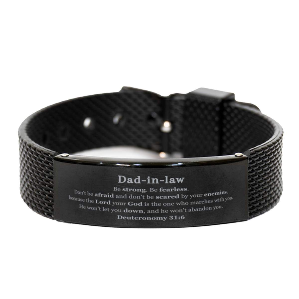 black shark mesh bracelet for dad in law be strong and fearless deuteronomy 31 6 perfect gift for christmas birthday and graduation