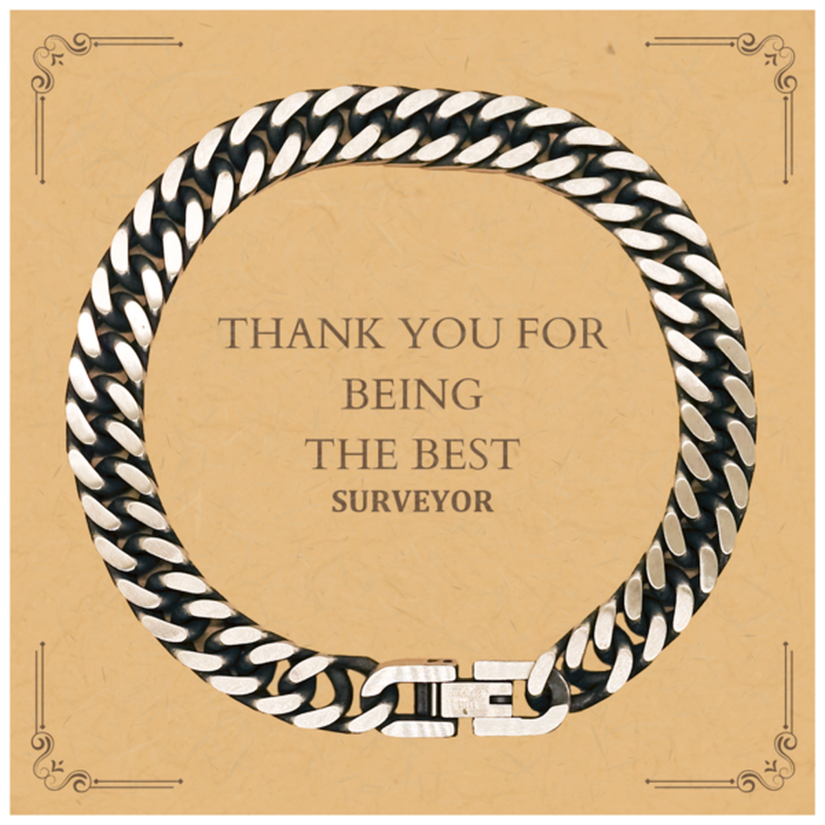 cuban link chain bracelet for surveyors thank you for the best engraved gift for graduation christmas and veterans day