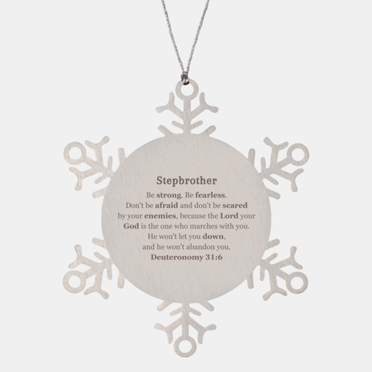 snowflake ornament stepbrother be fearless engraved inspirational christmas gift for him or her