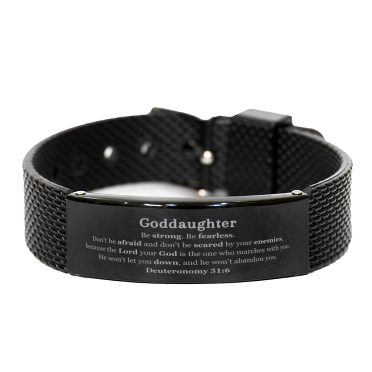 goddaughter black shark mesh bracelet engraved inspirational quote for birthday and graduation gifts