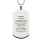 stepmother engraved silver dog tag be strong fearless and confident in your faith perfect for mothers day graduation and veterans day