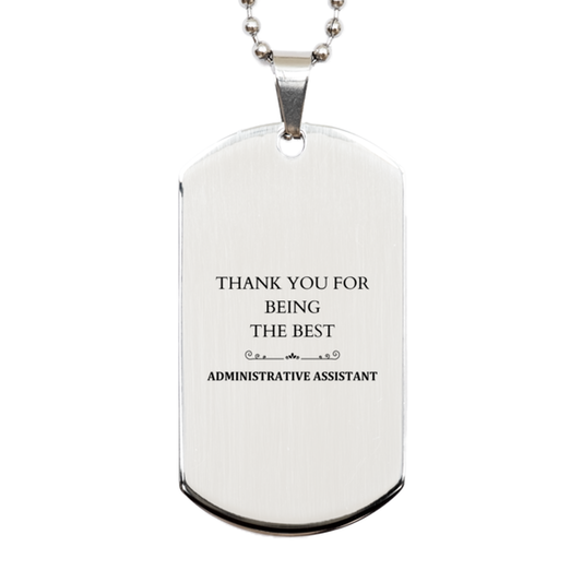 unique silver dog tag for the best administrative assistant thank you gift for birthday christmas or graduation engraved confidence and appreciation