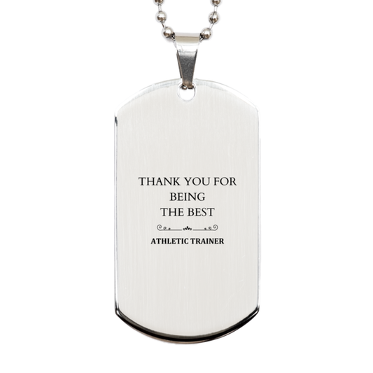 engraved silver dog tag athletic trainer gift thank you for being the best inspirational appreciation for sports enthusiasts and fitness lovers