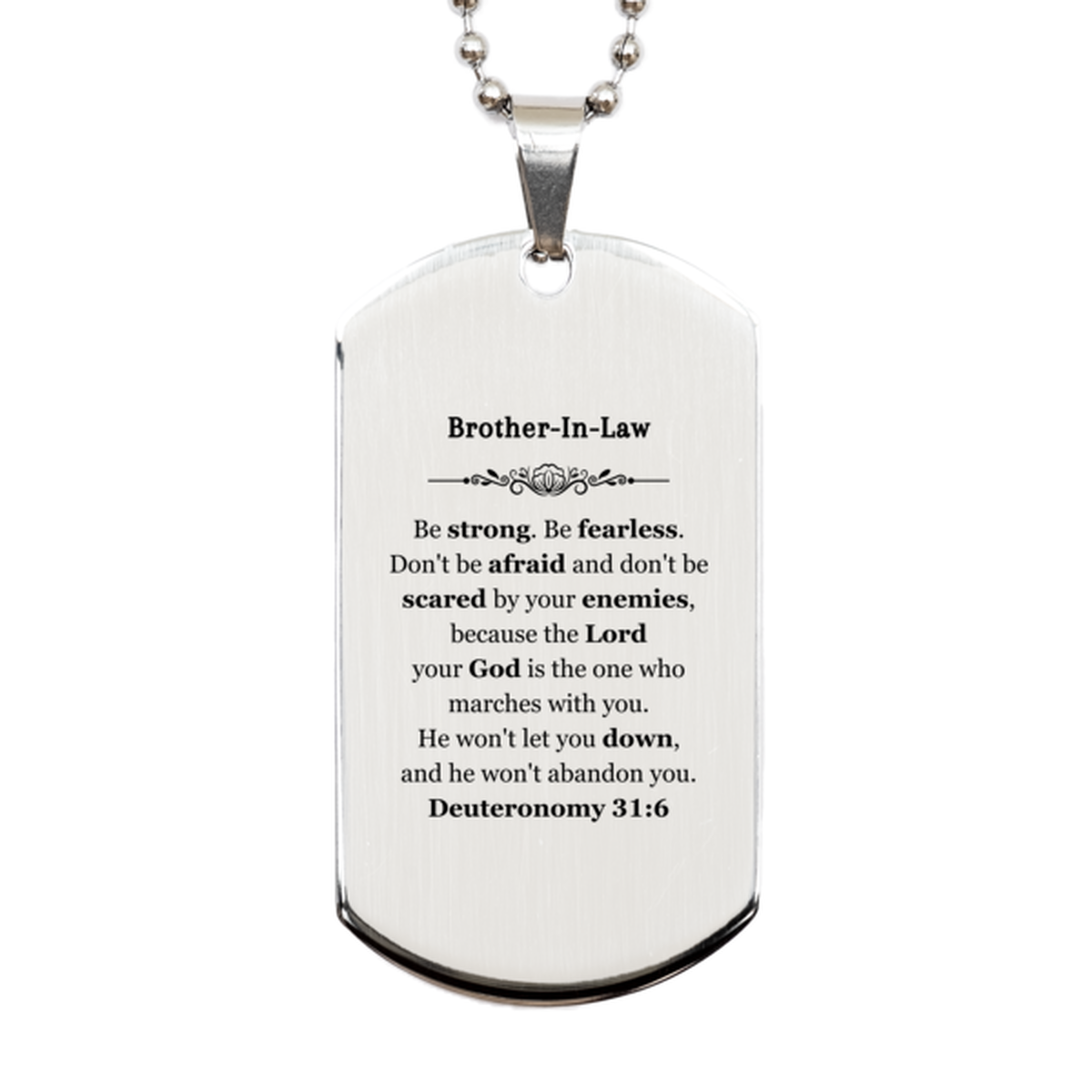 engraved silver dog tag for brother in law be strong fearless and confident perfect for birthday christmas and veterans day