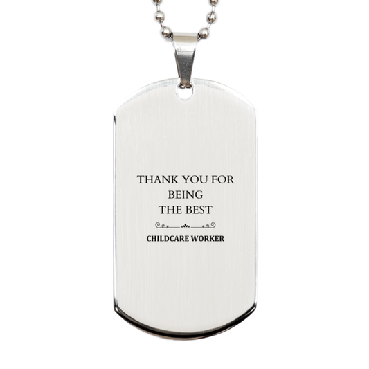 childcare worker engraved silver dog tag thank you for your dedication and love perfect gift for birthday christmas and graduation