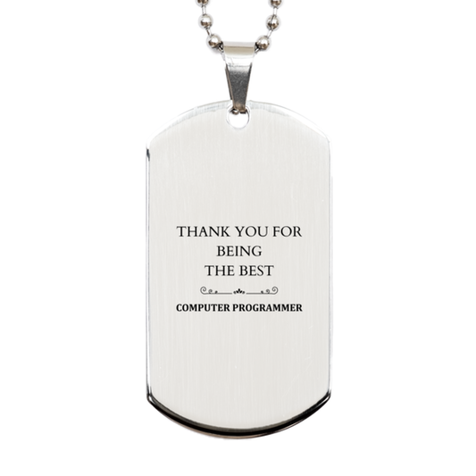 engraved silver dog tag for computer programmer the best thank you gift for graduation birthday or any occasion that needs appreciation and recognition of your beloved computer programmer in your life