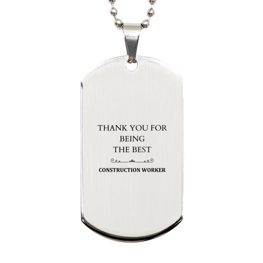 engraved silver dog tag for the best construction worker thank you gift for veterans day christmas birthday unique and inspirational token of appreciation