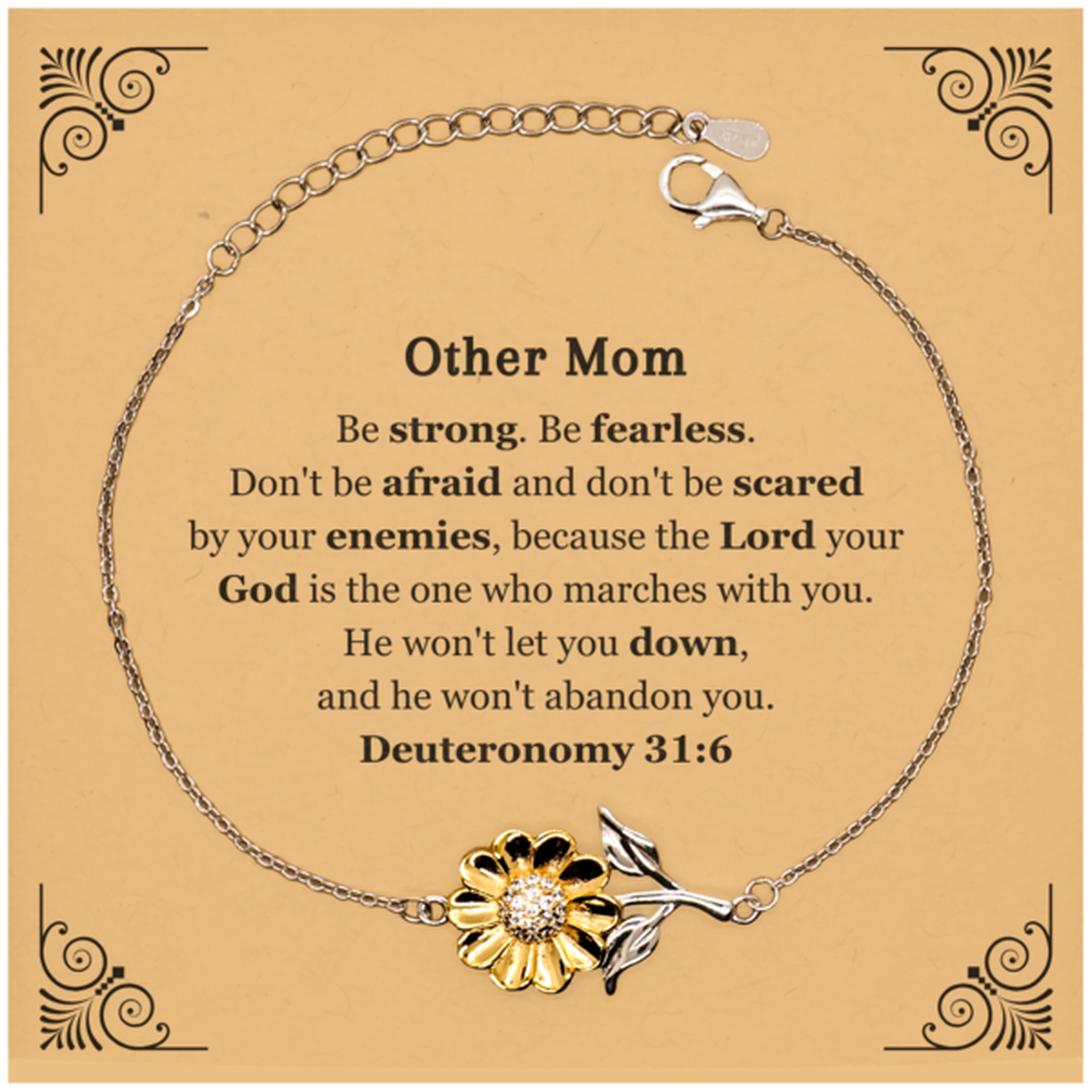 sunflower bracelet other mom inspirational engraved jewelry for christmas and birthday gifts be strong be fearless he wont let you down