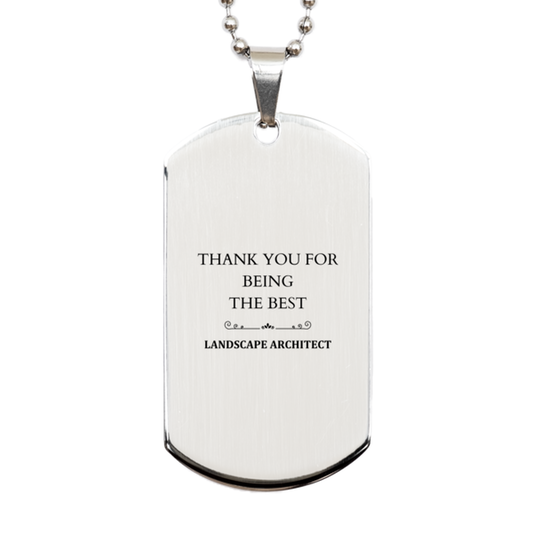 engraved silver dog tag for the best landscape architect thank you gift for christmas or birthday