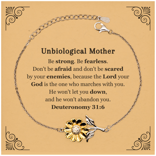 unbiological mother sunflower bracelet be strong fearless and confident perfect gift for mothers day birthday and christmas inspirational jewelry for women