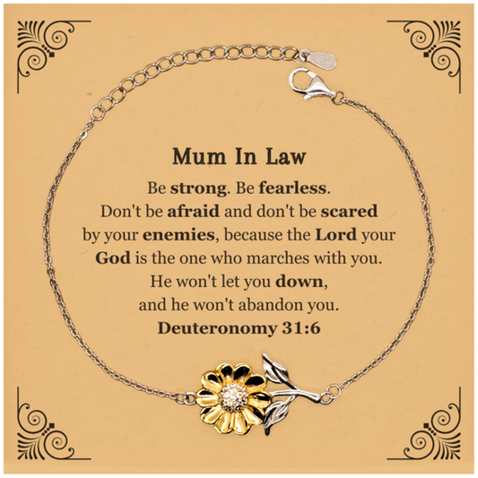 sunflower bracelet for mum in law engraved inspirational quote strength and confidence for birthday christmas and more