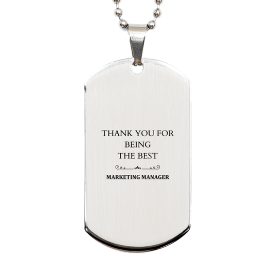 engraved silver dog tag for a special marketing manager thank you for being the best unique gift for birthday graduation or veterans day
