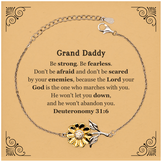 grand daddy engraved sunflower bracelet be strong and fearless perfect gift for veterans day christmas birthday hope and inspirational jewelry