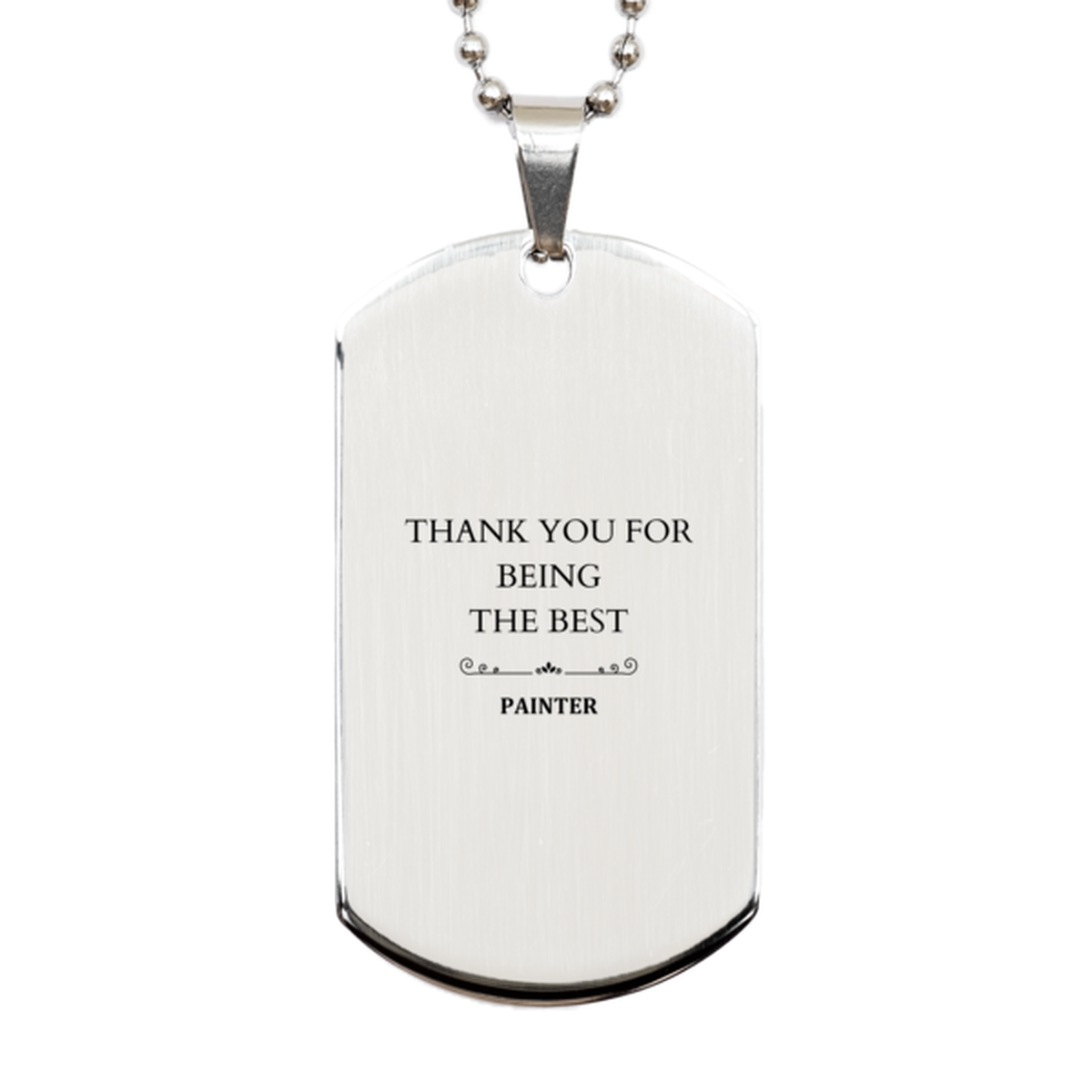 engraved silver painter dog tag thank you for being the best unique gift for painters birthday christmas graduation
