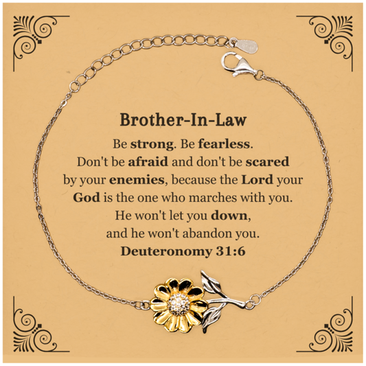 brother in law inspirational sunflower bracelet for him be fearless and confident deuteronomy 31 6 gift for birthday christmas graduation veterans day