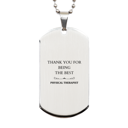 engraved silver dog tag for the amazing physical therapist thank you for your support and dedication perfect gift for birthday christmas or graduation unique and inspirational token of gratitude