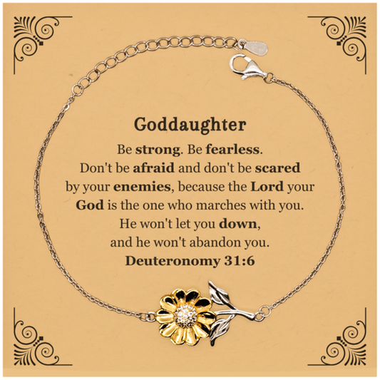 engraved sunflower bracelet goddaughter graduation gift deuteronomy 31 6 inspirational jewelry for women of faith and confidence