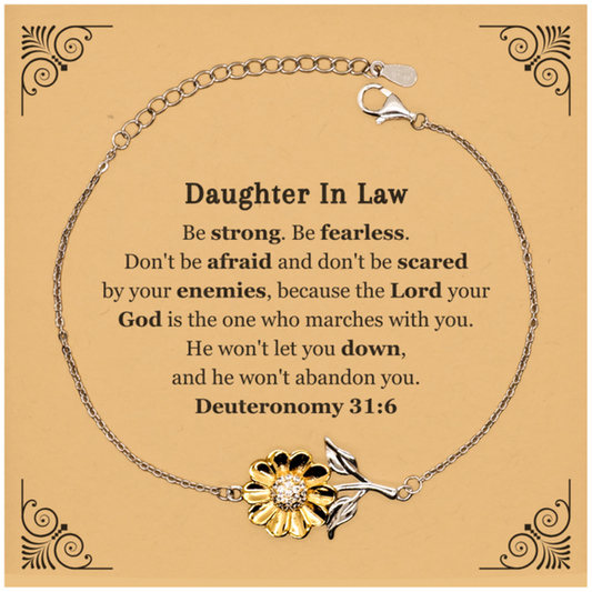 sunflower bracelet for daughter in law engraved inspirational quote for confidence and hope perfect birthday or christmas gift deuteronomy 31 6
