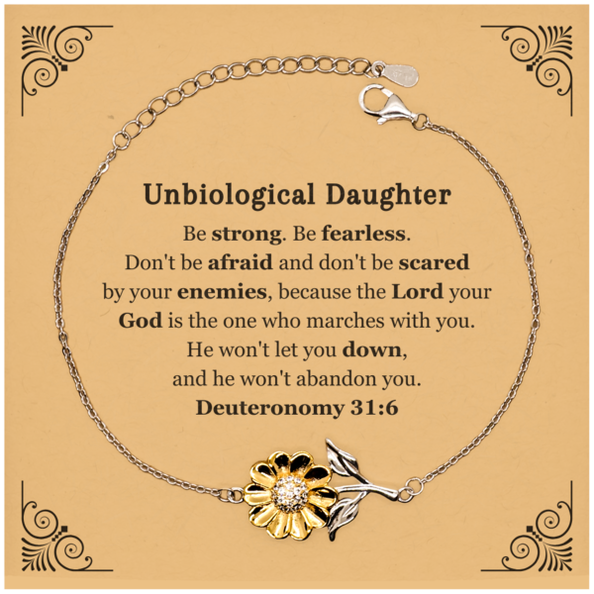 unbiological daughter sunflower bracelet be strong and fearless an inspirational gift for christmas birthday or graduation