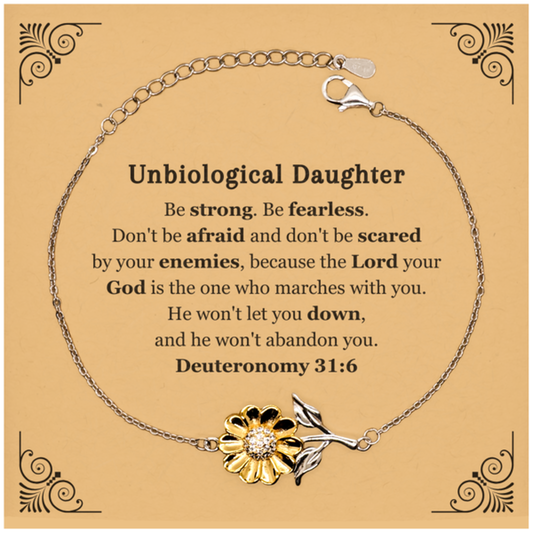 unbiological daughter sunflower bracelet be strong and fearless an inspirational gift for christmas birthday or graduation