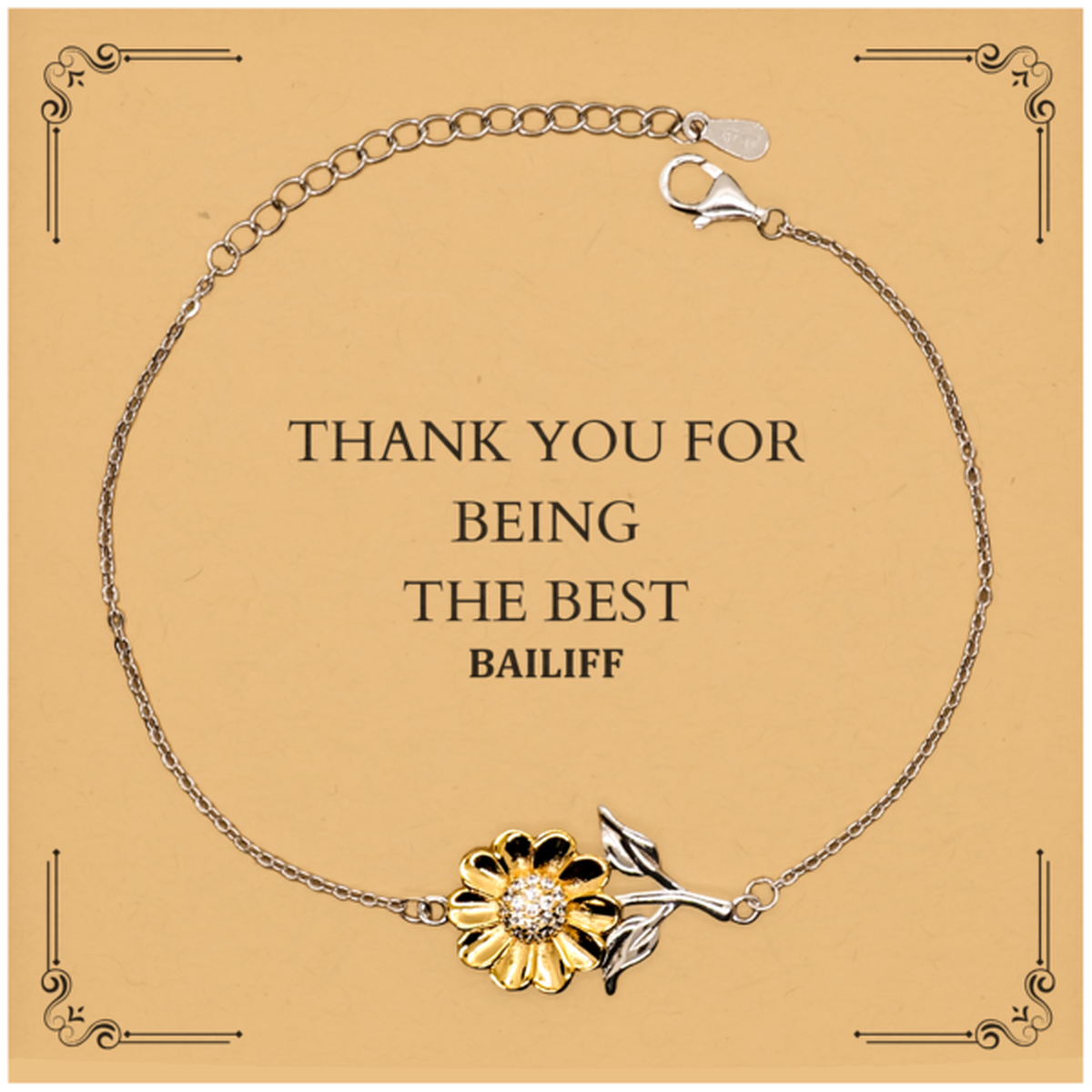 unique sunflower bracelet for appreciating the best bailiffs thank you gift for bailiff appreciation confidence boosting engraved jewellery for bailiff inspirational gift for bailiff on holidays and graduation