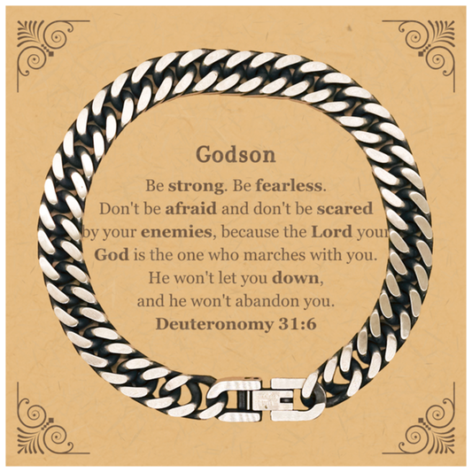 godson cuban link chain bracelet be fearless and strong inspirational gift for birthday christmas graduation veterans day easter