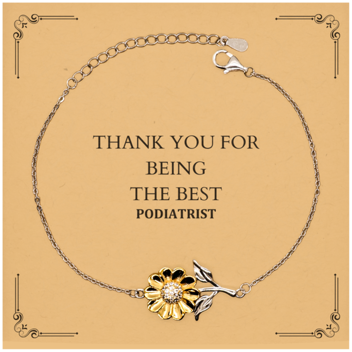 podiatrist engraved sunflower bracelet thank you for your support and care perfect gift for your special occasion