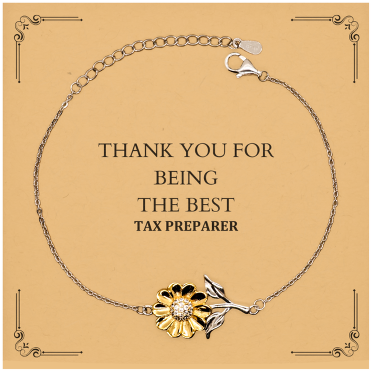 engraved sunflower bracelet for tax preparer thank you for being the best appreciation gift for birthday christmas graduation confidence and inspiration