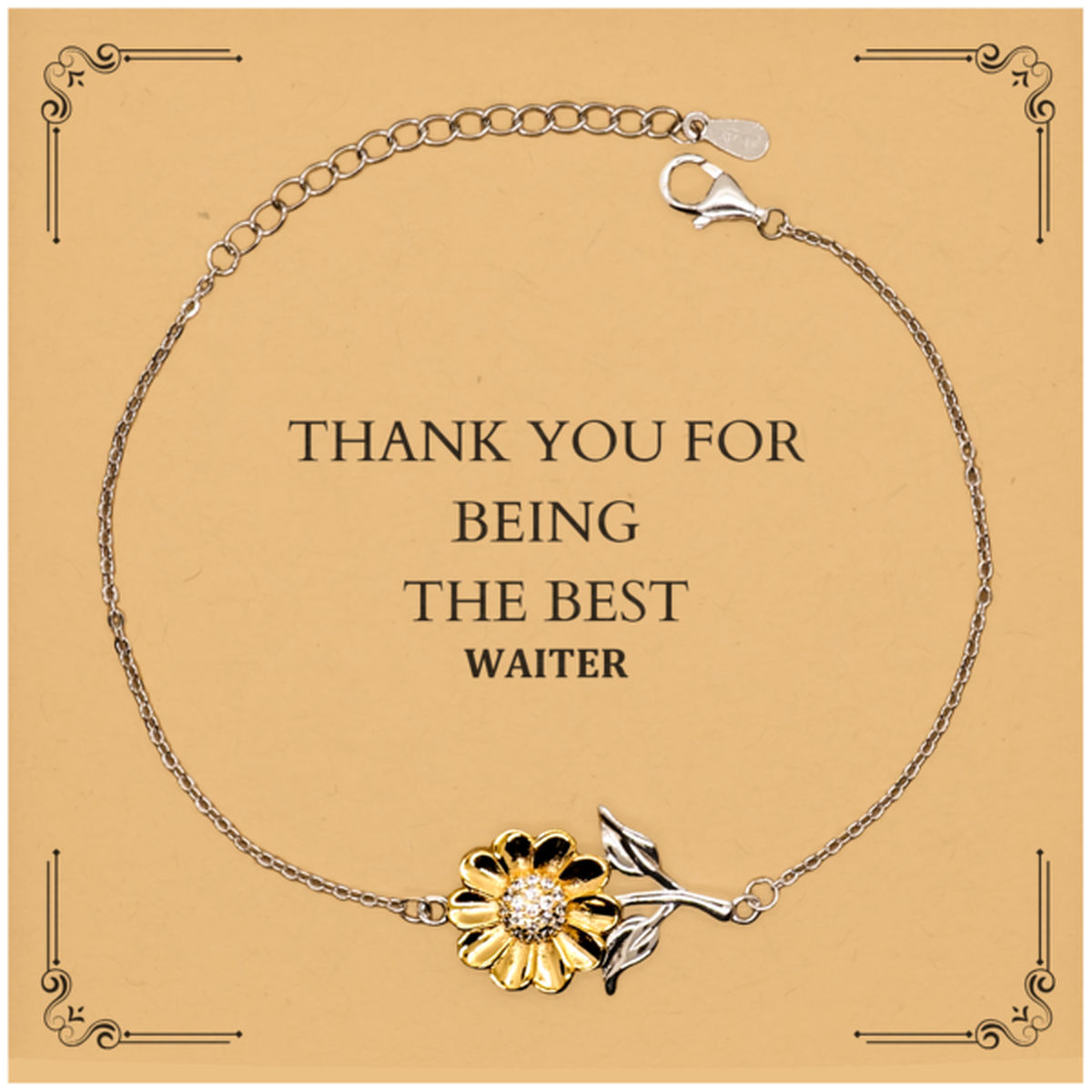 engraved sunflower bracelet for waiters thank you for your service