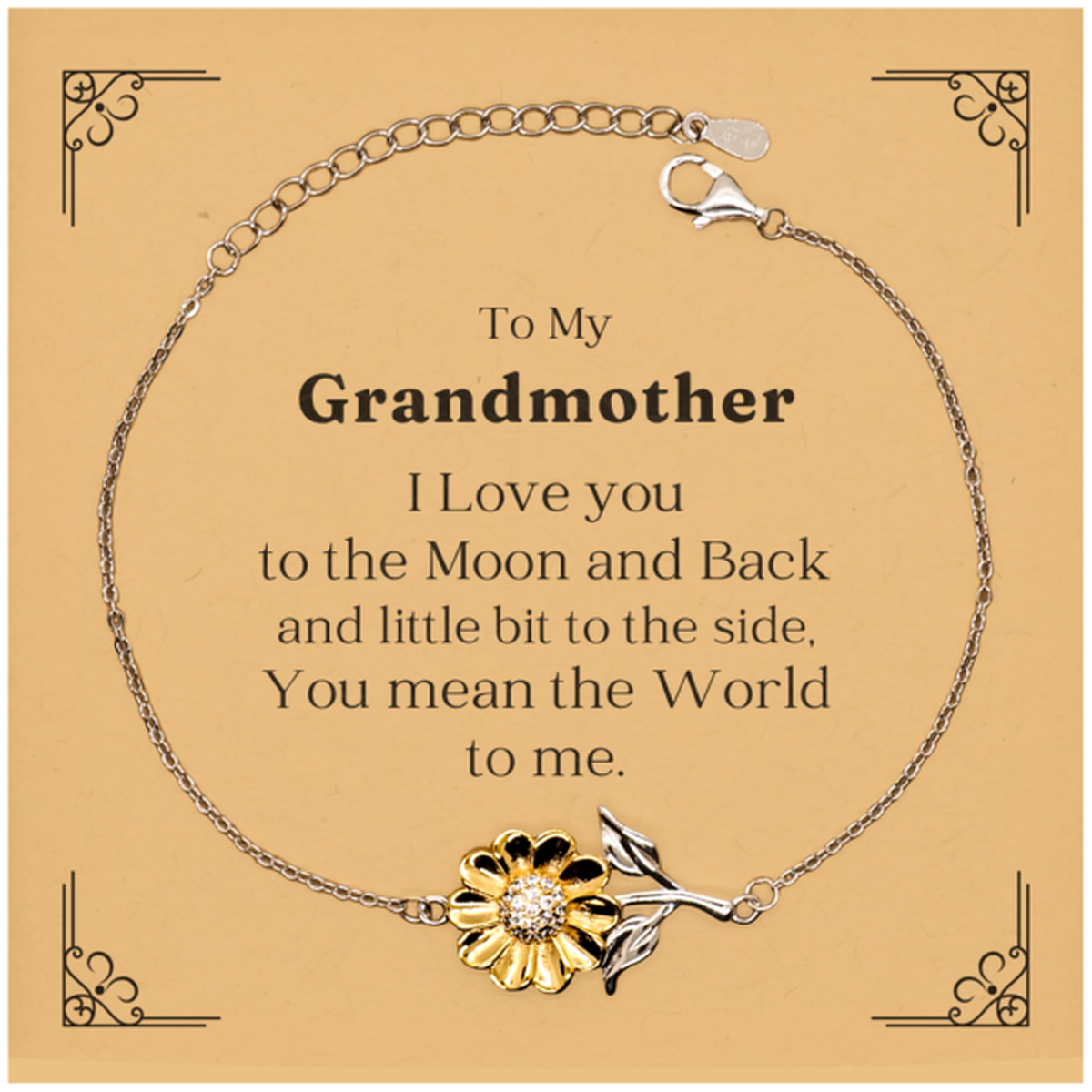 grandmother sunflower bracelet engraved birthday gift love you to the moon and back
