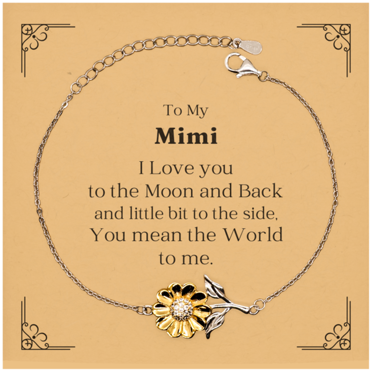 sunflower bracelet for mimi i love you to the moon and back engraved gift for birthday christmas and graduation unique jewelry to show love and appreciation
