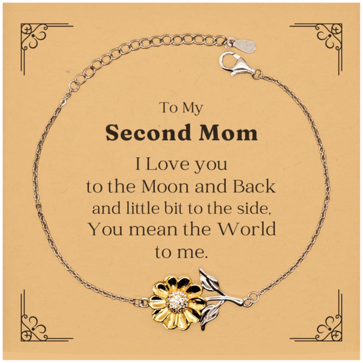 sunflower bracelet for second mom i love you to the moon and back meaningful gift for mothers day birthday christmas and more engraved jewelry to show appreciation and love