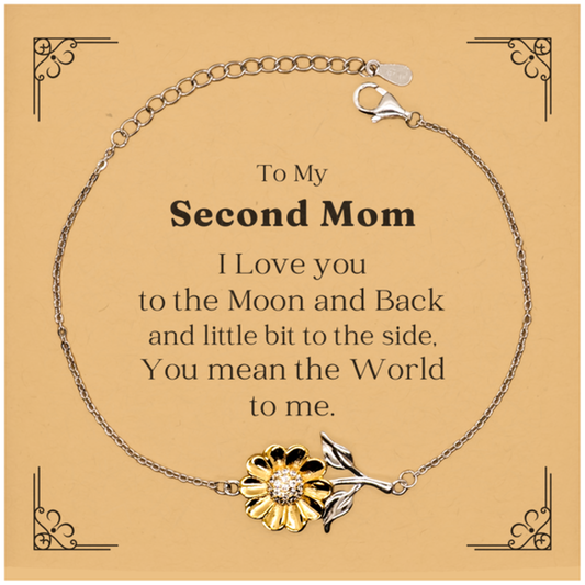 sunflower bracelet for second mom i love you to the moon and back meaningful gift for mothers day birthday christmas and more engraved jewelry to show appreciation and love