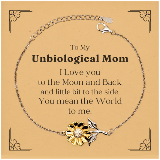 sunflower bracelet unbiological mom gift i love you to the moon and back birthday christmas inspirational jewelry for her
