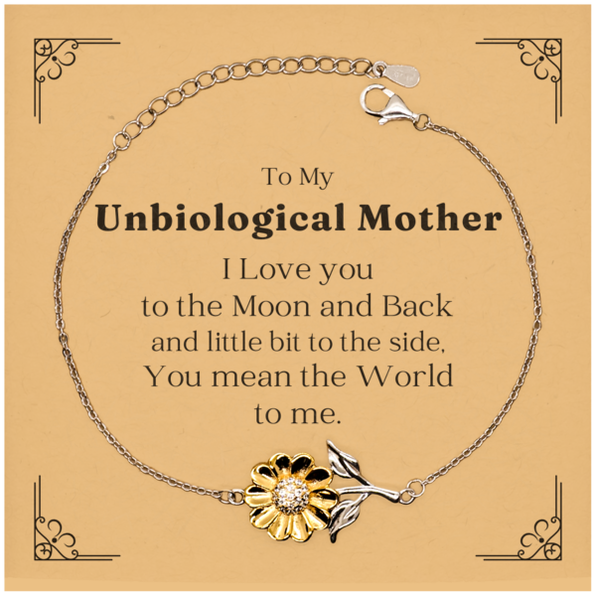unbiological mother sunflower bracelet to my second mom you mean the world to me inspirational gift for mothers day birthday christmas