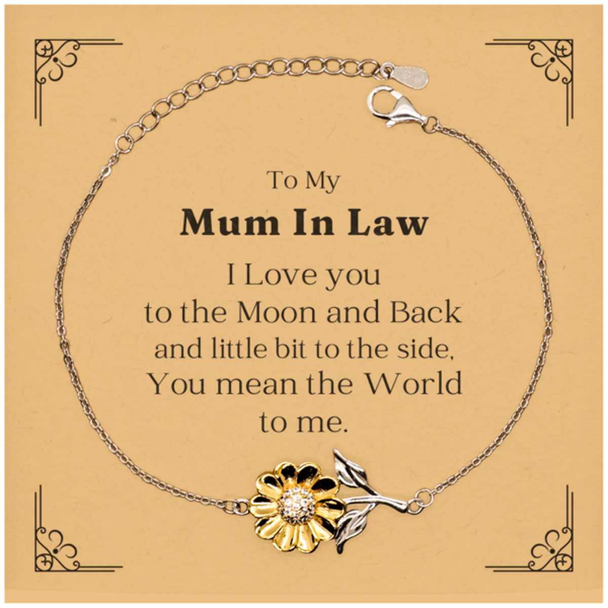 sunflower bracelet mum in law gift i love you to the moon engraved birthday jewelry for her